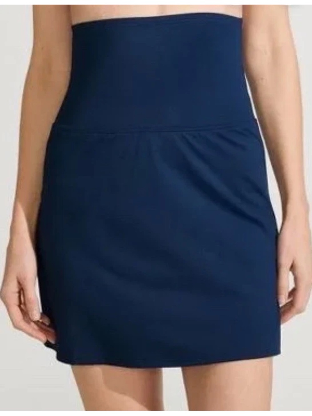 Lands End Tummy Control High Waist Swim Skirt Size 16 Navy Blue Stretch Summer